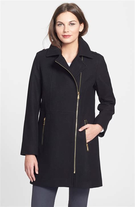 royal blue wool asymetrical zipper coat michael kors|macy's Michael Kors coat.